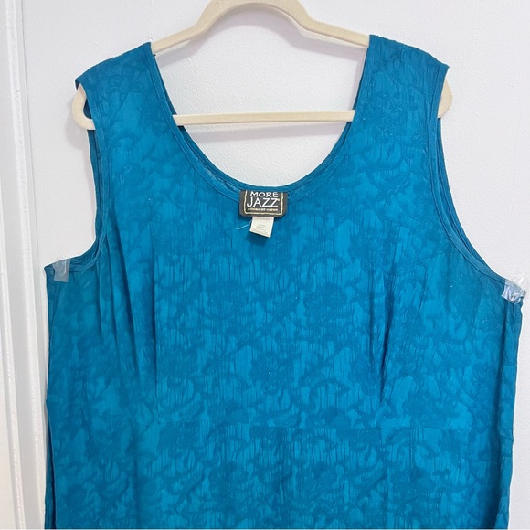 Vintage Plus Size "More Jazz" Teal Rayon Boho Sundress - Picture 5 of 7